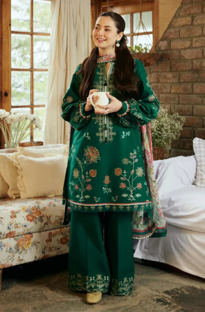 BAROQUE - 3PC Dhanak Embroidered Suit