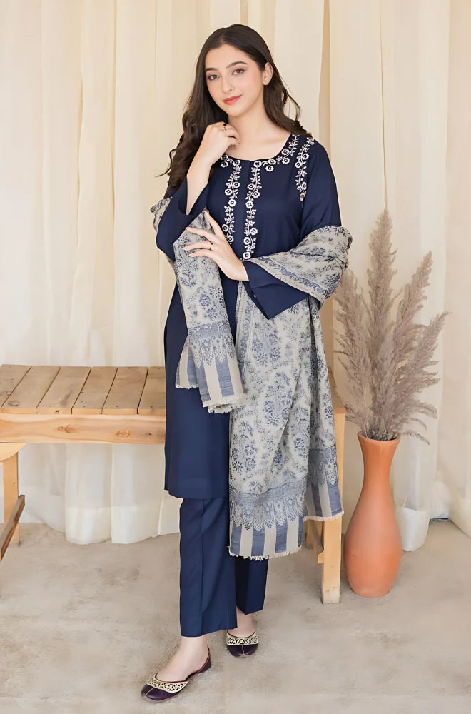 Asling - Winter 3PC Dhanak Embroidered Suit