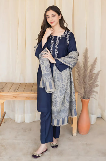 Asling - Winter 3PC Dhanak Embroidered Suit